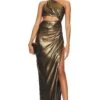 X REVOLVE One Shoulder Cut Out Gown Gold Lame -Camila coelho Shop TSEI WD90 V1