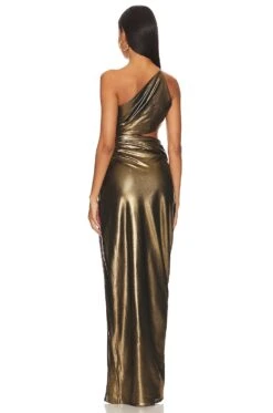 X REVOLVE One Shoulder Cut Out Gown Gold Lame 12 X REVOLVE One Shoulder Cut Out Gown Gold Lame -Camila coelho Shop TSEI WD90 V3