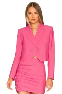 Double Brested Crop Blazer Flamingo