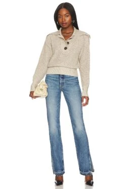 Varley Audrey Knit Polo Sweater Olive Sand -Camila coelho Shop VARR WK85 V4