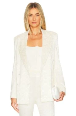 Charles Blazer White Mini Floral Brocade