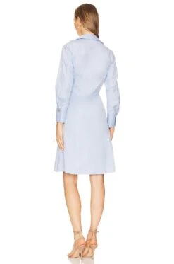 Vince Long Sleeve Wrap Shirt Dress Kyanite -Camila coelho Shop VINCE WD143 V3