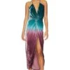 Siren Slip Velvet Dress Deep Jade Ombre 1 Siren Slip Velvet Dress Deep Jade Ombre -Camila coelho Shop YOUN WD1234 V1