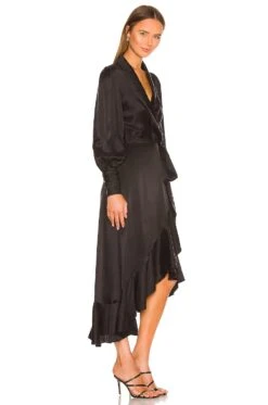 Zimmermann Silk Wrap Midi Dress Black -Camila coelho Shop ZIMM WD284 V2
