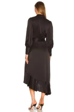 Zimmermann Silk Wrap Midi Dress Black -Camila coelho Shop ZIMM WD284 V3