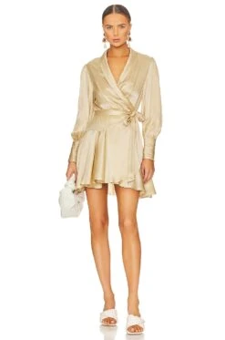 Zimmermann Silk Wrap Mini Dress Musk -Camila coelho Shop ZIMM WD381 V1
