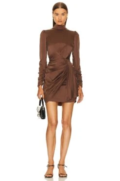 Zimmermann Silk Drape Dress Chocolate